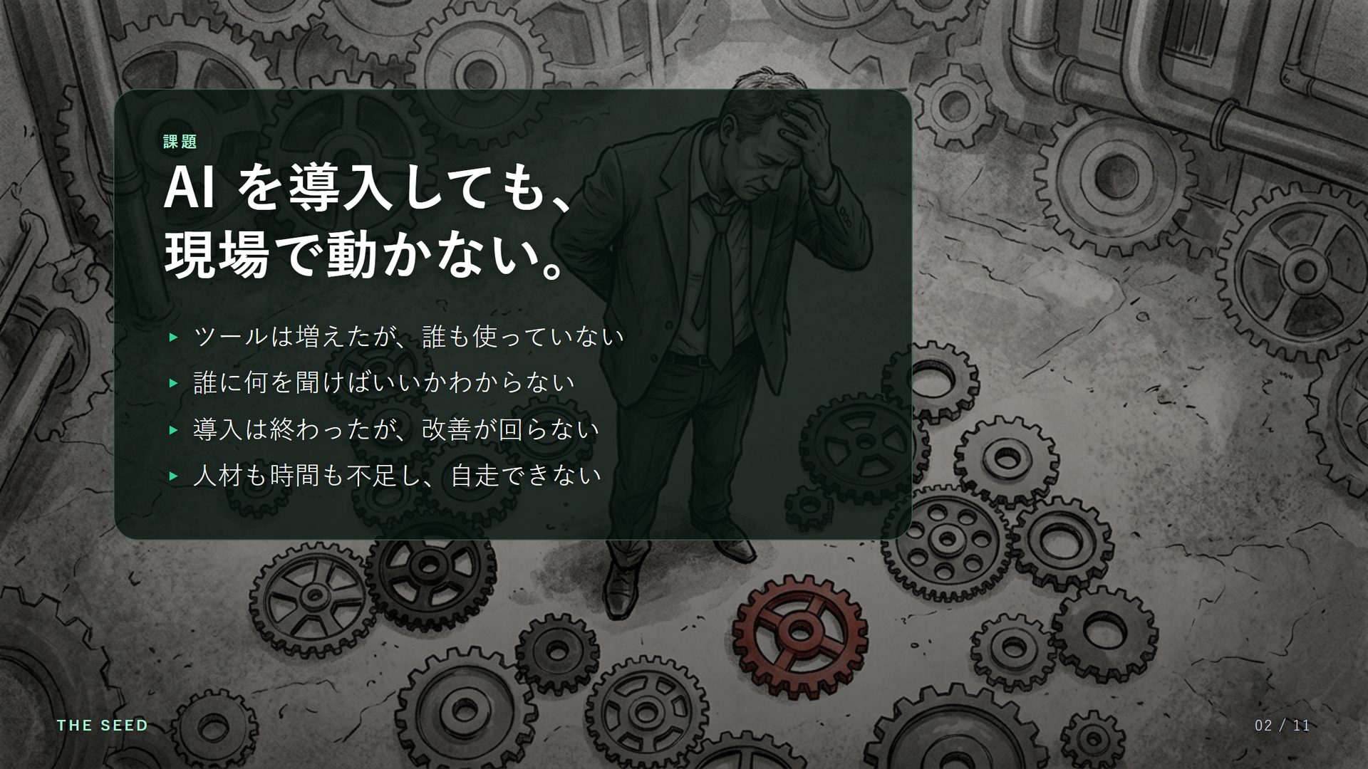 課題：AI を導入しても、現場で動かない。