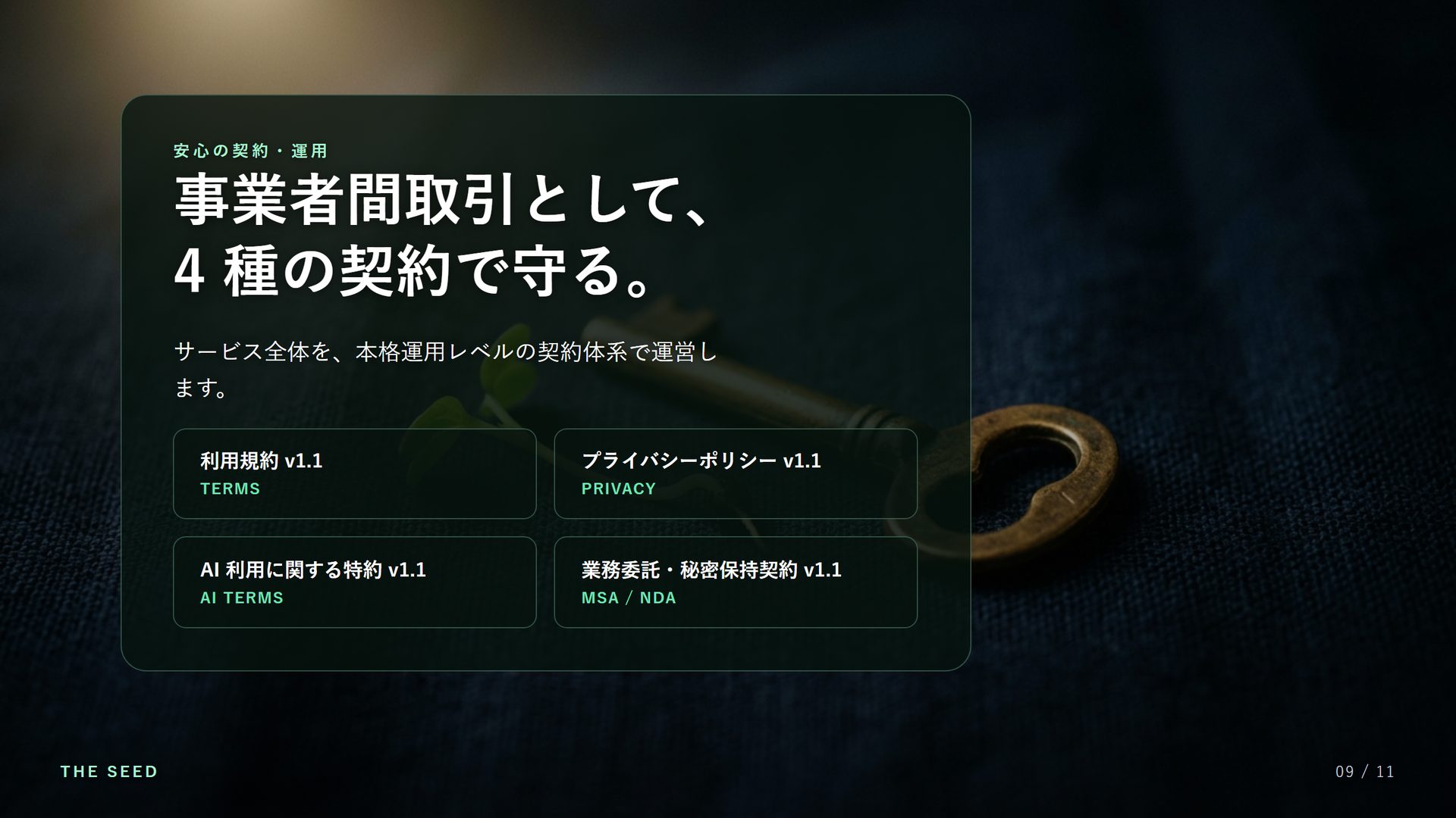 安心の契約・運用：4 種の契約で守る。